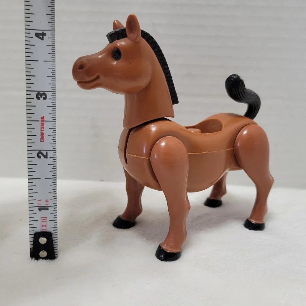 Vtg Playskool‎ Playmates  Horse Brown Body Black Mane Tail Plastic